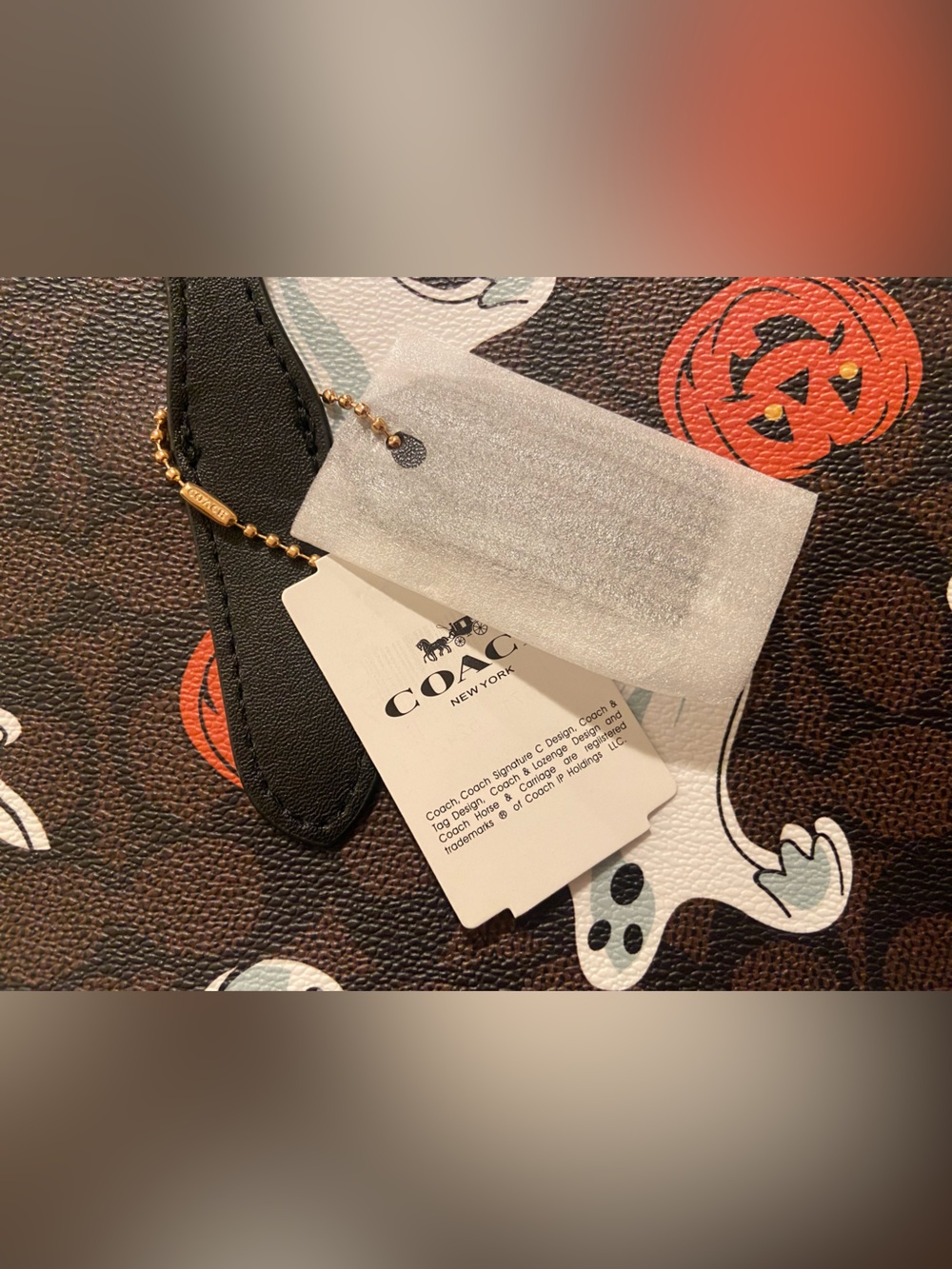 Coach Brown Halloween Ghost & Pumpkin Tote - Picture 3 of 9